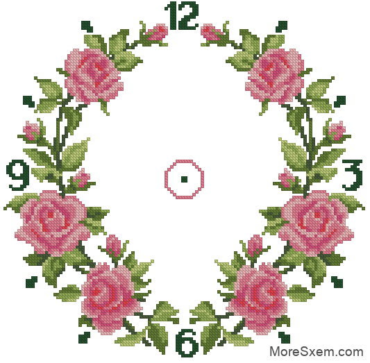 Часы розовые розы