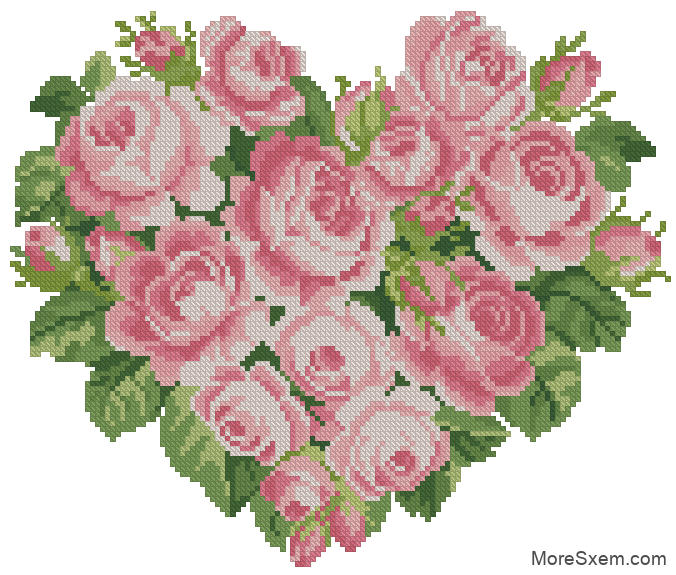 Сердце Розовые розы