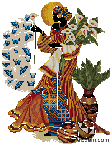 Африканская женщина и бабочки