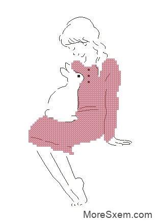 Девушка и кролик. Цвет сакуры