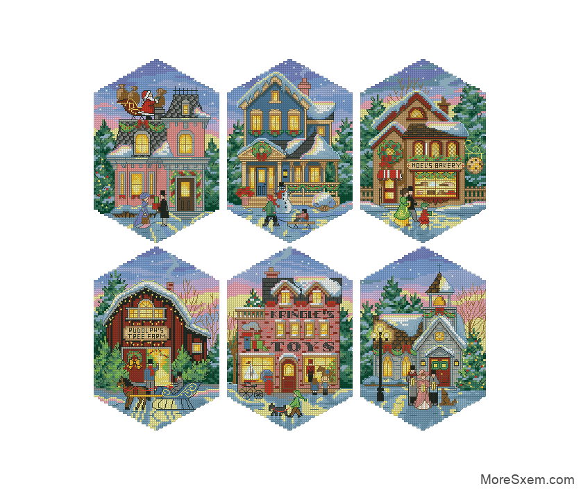 Орнамент рождественской деревни